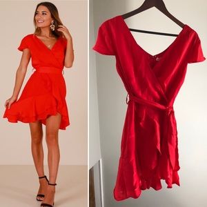Red mini ruffle dress NWT